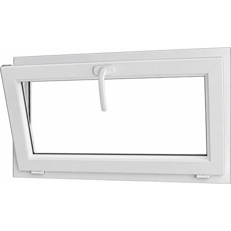 Fenêtre PVC abattant 1 vantail blanc H 45 x L 100 cm avec poignée pour pose en neuf (1/5)
