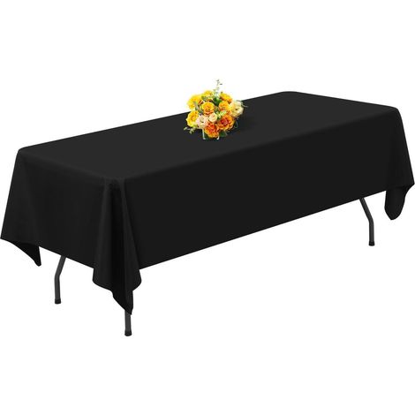 Schwarze Polyester-Tischdecke 153x320 cm, knitterfrei, waschbar, für rechteckige Tische