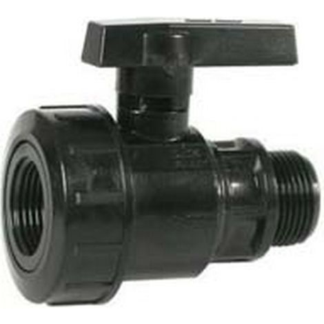 1PZ VALVOLA SFERA FILETTATA MASCHIO/FEMMINA CON GHIERA IN POLIPROPILENE - MF 1"1/4