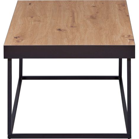 Table basse en bois MDF coloris Chêne artisan - longueur 90 x profondeur 55 x hauteur 40 cm -PEGANE- (1/5)