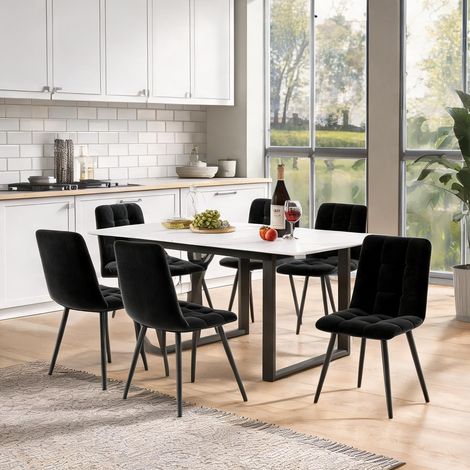 Ensemble de table et chaises de cuisine extensible en MDF blanc (1/5)