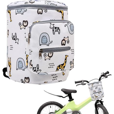 Favuit Borsa da Manubrio per Bambini, Cestino Anteriore per Bicicletta Pieghevole, Borsa da Manubrio per Balance Bike, Triciclo, Scooter, Pattini a rotelle, Accessori Bici per Bambini (Dierenparadijs) (1/5)