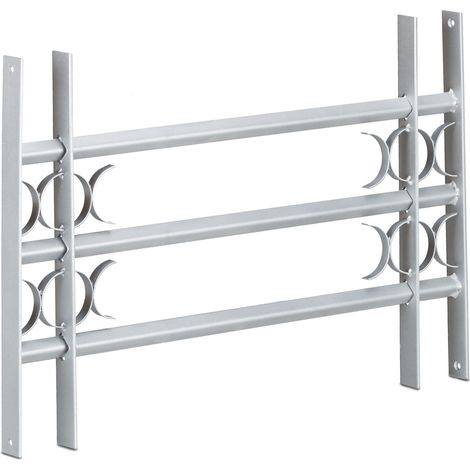 Relaxdays – Grille de fenêtre télescopique anti cambriolage – Acier revêtu – Dimensions réglables 450 x 700-1050 mm – Pour fenêtres de cave et rez-de-chaussée