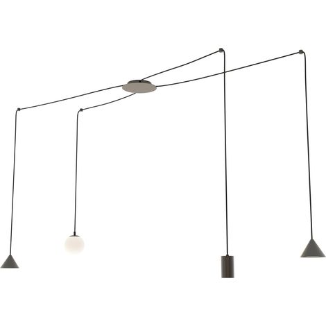 Sospensione Moderna Decentrata Fuji 4 Luci Nera (1/5)