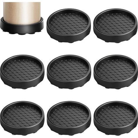 8 protectores de silicona para patas de sillas, almohadillas antideslizantes con ventosas, color negro, diámetro interior de 5 cm, para camas, sofás y armarios (1/5)