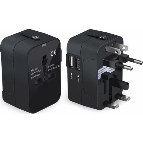 Adattatore per presa da viaggio, adattatore internazionale con due porte USB per Giappone, Cina, USA/UE/Regno Unito/Australia e circa 150 paesi (1/5)