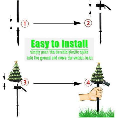 Guirlande lumineuse solaire LED pour sapin de Noël, idéale pour décorer votre jardin et votre pelouse pendant les fêtes. (1/5)