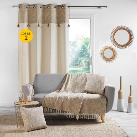 Lot de 2 Rideaux a oeillets 140 x 240 cm polycoton + haut métallisé Sultan Or (1/5)