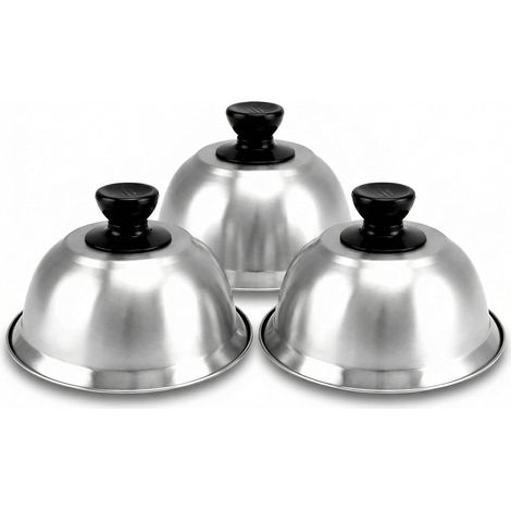 Lot de 3 Cloche Cuisson Burger, Cloche Alimentaire INOX, 16 x 10 cm, pour Burger, Steak (1/5)
