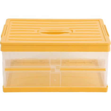 Boîte de rangement pliable grande capacité pour siège et coffre, idéale pour la maison, la voiture et les voyages en extérieur (jaune) (1/5)