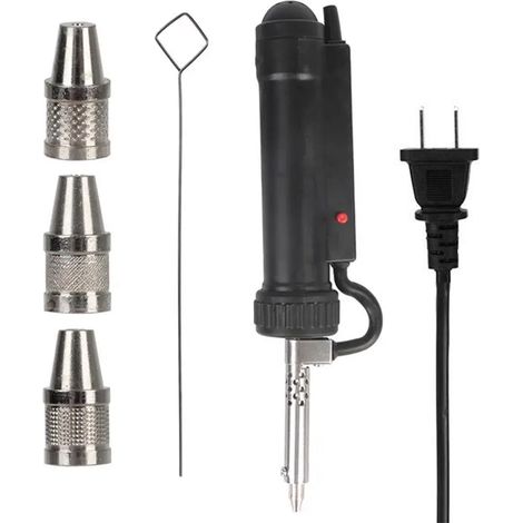 Ventouse à souder électrique, pompe à dessouder automatique avec 3 buses d'aspiration à souder, pistolet portable pour dispositif d'étain sous vide, prise américaine (1/5)