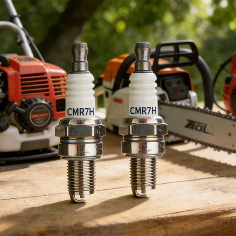 Bougie d'allumage haute qualité CMR7H/CM5H - Lot de 2 pièces, compatible tronçonneuse STIHL, tondeuse Honda, moteur essence. (1/5)