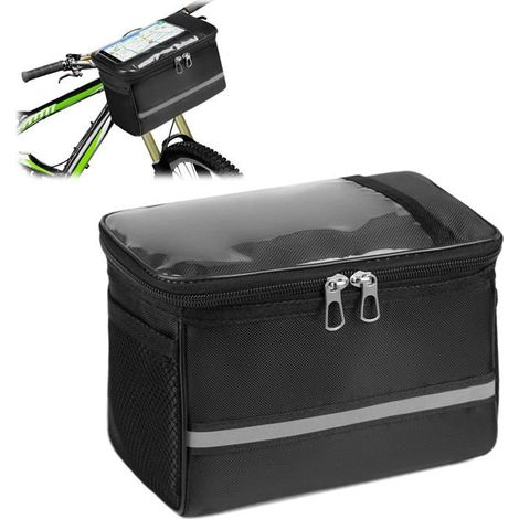 BelleRise - Sacoches de Guidon Vélo, Sacoche Velo Avant Étanche, Sac Avant de Vélo avec Support pour Téléphone Rangement et Bande Réfléchissante (1/5)
