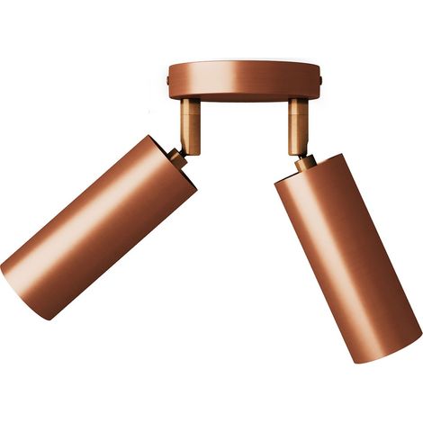 Lampada a 2 faretti con paralume Tub-E14 e rosone tondo  Con lampadina - Rame satinato - Matter ON/OFF