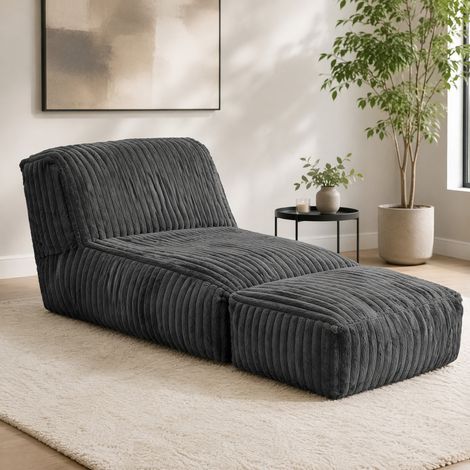 Divano letto da pavimento modulare 160 x 80 x 66 cm in flanella grigio scuro DESVIAE (1/5)