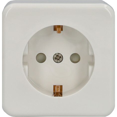 WOLFPACK LINEA PROFESIONAL base superficie con toma tierra , Enchufe Base superficie con toma tierra.- Medidas: 6 x 6 x 4 cm.- Color blanco.- Base para sobreponer (1/4)