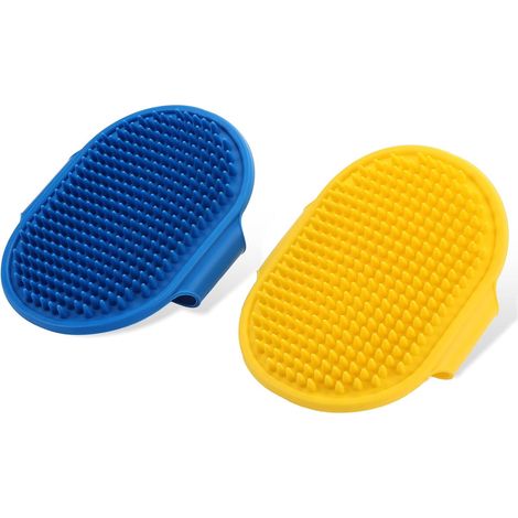 Lot 2 brosses bain chien/chat : silicone + caoutchouc, massage doux poils et peau (1/4)