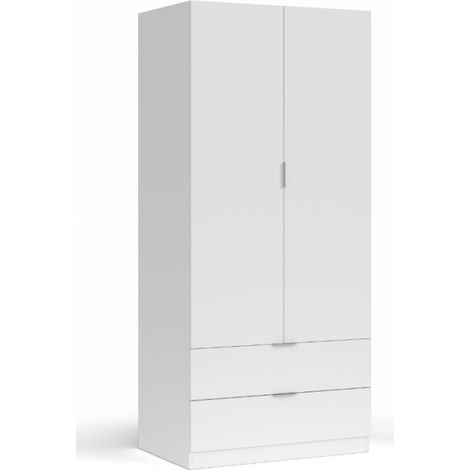 Armadio 81,5x52x180h cm con 2 ante e 2 cassetti bianco opaco - Latina (1/5)