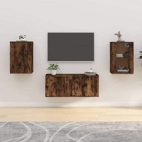 Muebles para TV de pared 2 uds roble ahumado 40x34,5x60 cm vidaXL (1/5)
