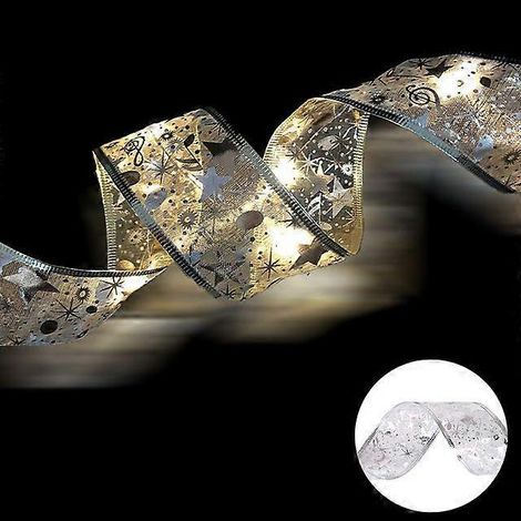 Guirlande lumineuse ruban, décoration de Noël, ornements pour sapin de Noël, guirlande lumineuse pour la maison, Navidad Natal, Nouvel An, couleur argent-chaud, 2 m (1/5)
