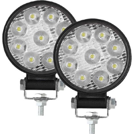 27W Rond Phare De Travail Led 12-60v,Pour VéHicules Tout Terrain Voitures ATV UTV SUV, Camions, Motos, Machines Agricoles, Tracteur