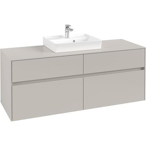 Lavabo VB US Collaro 1400x548x500mm, 4 tiroirs, finition gris clair