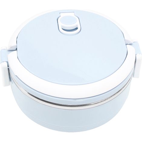 Boîte à lunch isotherme en acier inoxydable, monocouche, portable, avec boucle de sécurité, bleue, pour enfants et adultes. (1/5)
