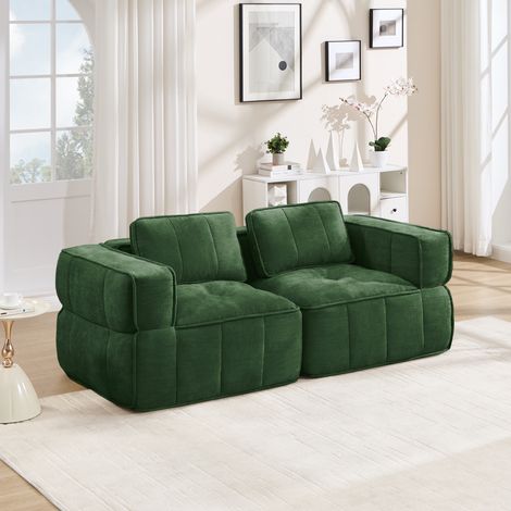 Canapé modulable 198x93x67 cm en polyester vert, sans montage pour salon FloraGrace (1/5)