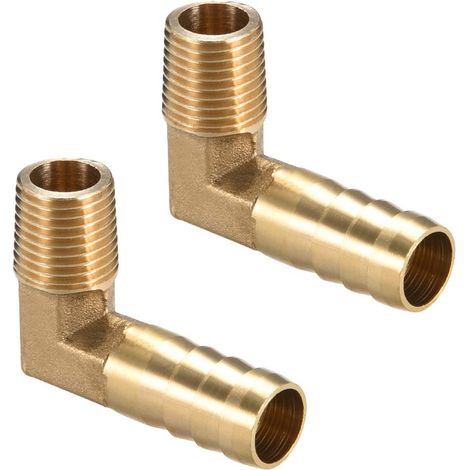Raccord Cannelé Laiton 90° Coude 12mm Barbelé 1/4 PT Mâle 2Pcs (1/5)