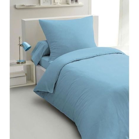 2-teiliges Bettwäscheset - HOME LINGE PASSION - HP72068 - Mikrofaser 82 g - 140 x 200 cm - Himmelblau (1/3)