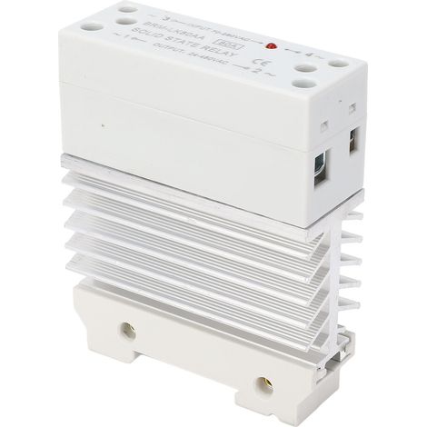 Relais statique monophasé 80A avec dissipateur, montage sur rail, entrée AC 70-280V, sortie AC 24-480V, module SSR (1/5)