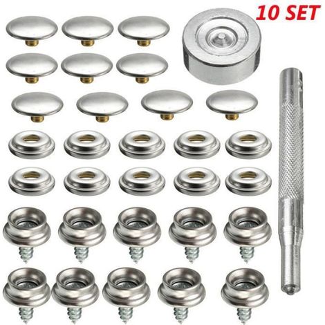 Kit De Pression Rapide - Diamètre 15 Mm - Longueur 9 Mm - Pour Tente Bateau Mobilier Extérieur - 30 Pièces (1/4)