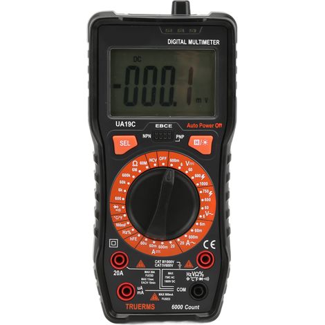 Multimètre électrique numérique portable et multifonction UA19C 20A/1000V avec écran LCD, haute précision et signal sonore, idéal pour la maison et l'usine. (1/5)