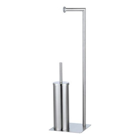 Piantana portascopino con portarotolo base rettangolare in acciaio satinato L30xH80,5xP20 cm Feridras (1/2)