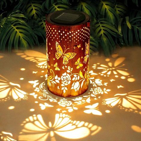 Lanternes solaires papillon en métal - Éclairage de jardin LED étanche - Décoration extérieure suspendue - Pour balcon, jardin et terrasse - Éclairage d'ambiance (1/5)