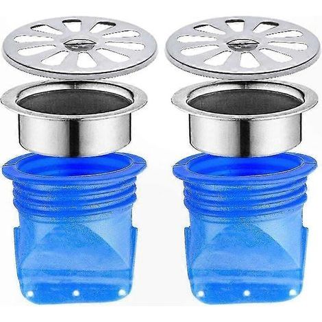 Valve de siphon de sol en silicone, lot de 2, obturateur anti-refoulement réglable pour canalisations de salle de bain, dispositif anti-retour unidirectionnel (54 x 60 mm) (1/3)