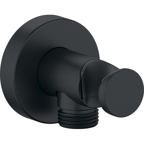 Wandanschlussbogen Duravit Universal, inkl. Brausehalterung mit runder Wandabdeckung, Schwarz Matt (1/3)