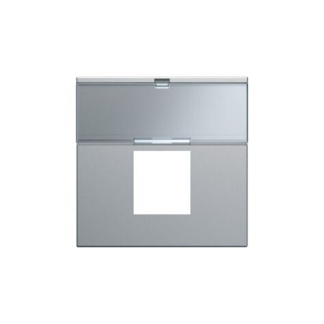 Enjoliveur prise RJ45 gallery avec porte-étiquette 2 modules titane HAGER WXD206T