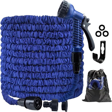 Tuyau de jardin flexible, tuyau d’eau extensible 15 m avec 7 fonctions Douche à main de jardin, tuyau flexible d’irrigation pour jardin, animal de compagnie, lavage de voiture (1/5)