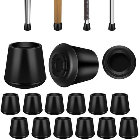 Embouts de pieds de chaise ronds en caoutchouc de 2,5 cm, protecteurs de sol pour pieds de meubles, antidérapants, réduisant le bruit pour les planchers de bois franc (noir, paquet de 12) (1/3)