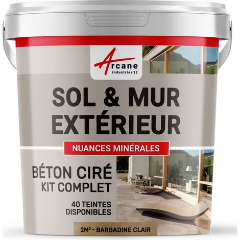 BETON CIRÉ: KIT KUNSTHARZ-BETONBESCHICHTUNG FÜR DRAUSSEN - Böden, Wände, Terrassen, Balkone, Treppen - Barbadine-Hell - 2 m²-Kit (2 Schichten)