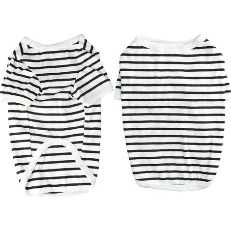 T-shirt Rayé Noir et Blanc pour Chiens et Chats Vêtement d'été Élastique et Respirant pour Animaux de Compagnie (1/5)