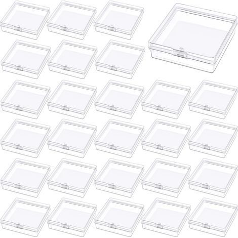 30 Storage Boxes, 5.5x5.5x1.7cm Mini Plastic Boxes, Transparent Lids, for Jewelry and Crafts (1/5)