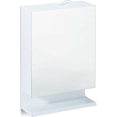 Armadio da bagno moderno con specchio e presa 60 x 40 x 15 cm in acciaio bianco 130004230