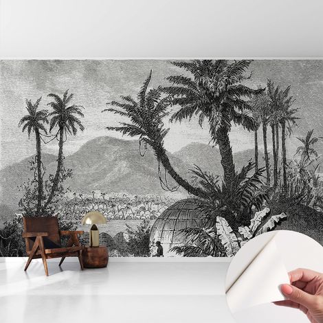 Carta da parati autoadesiva - Fotomurale adesivo - soggiorno moderno - resistente - Oasi tropicale 416x254 cm (1/5)