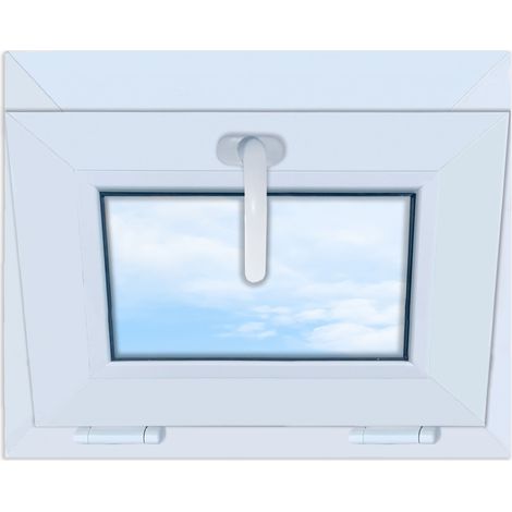 Finestra basculante in PVC BIANCO 50x40 cm nuova 500x400mm a vasistas doppio vetro (1/5)