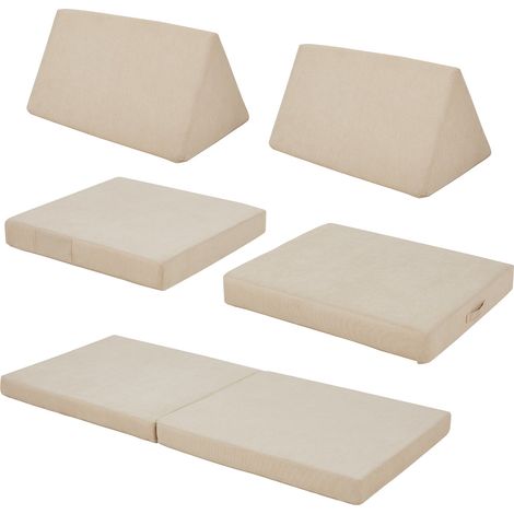 Set divano e poltrona da gioco 5 pezzi 150 x 66 x 46 cm velluto a coste beige 030009145