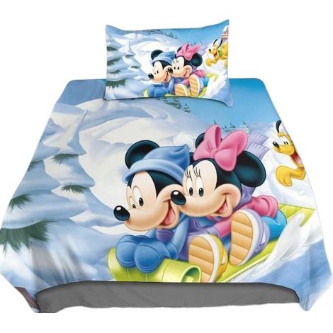 Parure de lit Mickey Mouse pour enfants, 200 x 200 cm, avec taie d'oreiller, en microfibre (1/4)