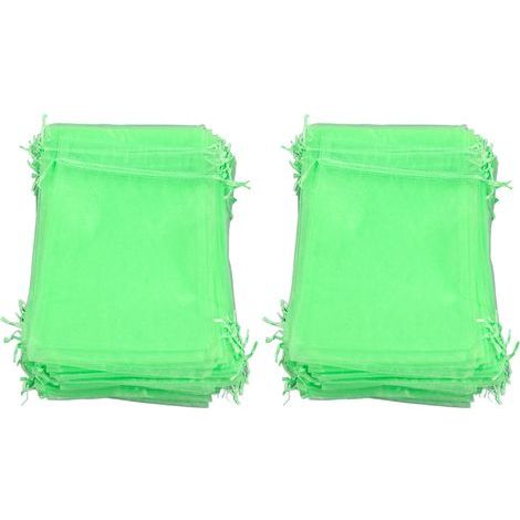 Filet de Protection pour fruits, 100 pièces, sac de barrière en maille réutilisable pour plantes, fleurs, arbres fruitiers, vert 7x9cm/2,8x3,5 pouces (1/5)