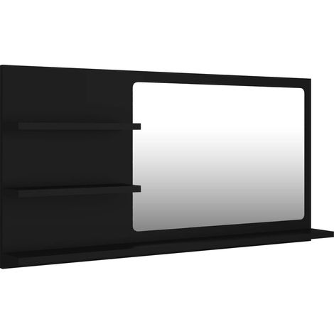 Espejo de baño 3 estantes 90 x 10,5 x 45 cm aglomerado negro 020006954